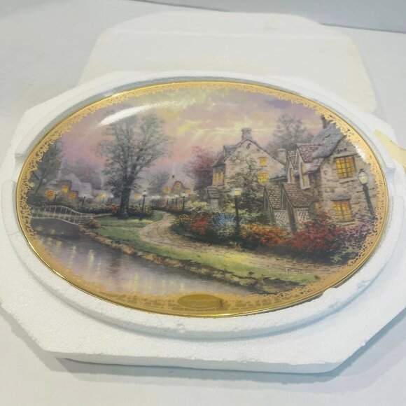 Thomas Kinkade Lamplight Village LAMPLIGHT LANE 8.75"x6.62" 4363A NEW~ oval - Picture 4 of 6